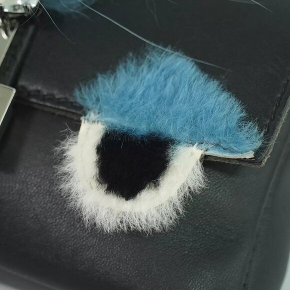 FENDI Micro Bucket Monster 8M0354 Leather 2way Shoulder Handbag Black Silver - Picture 6 of 12